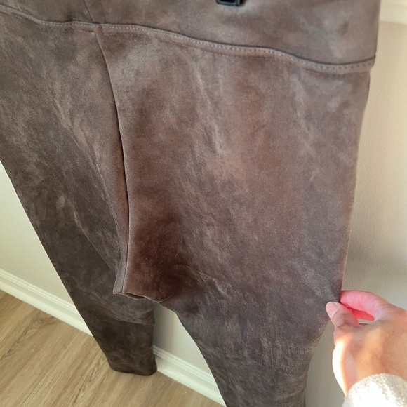 Andrew Marc Faux Suede Leggings Pants Pull On Skinny Seamed Stretch Brown XL - Picture 8 of 11